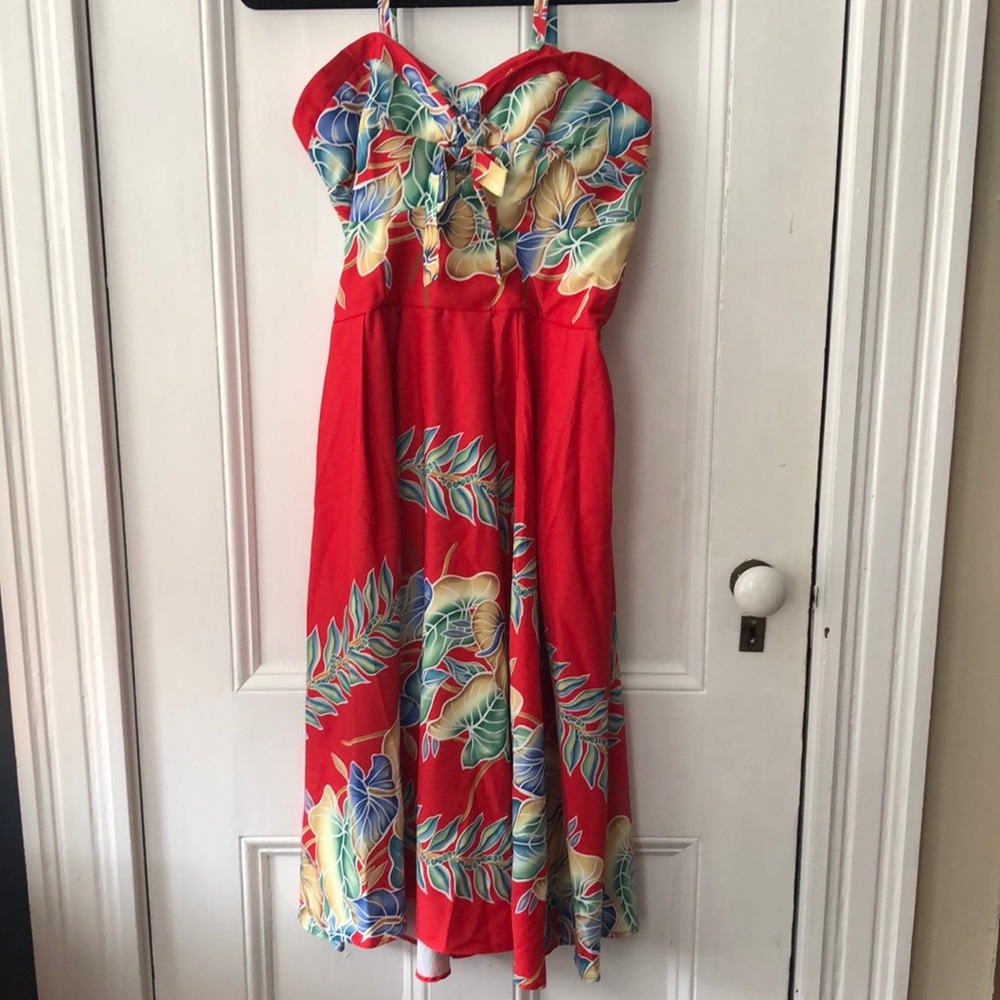 Unique Vintage x Kamehameha Kalani red floral swing dress